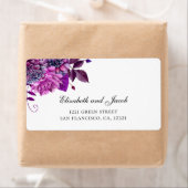 Étiquette Mariage violet. Fleurs Lilac. Adresse florale (En situation)