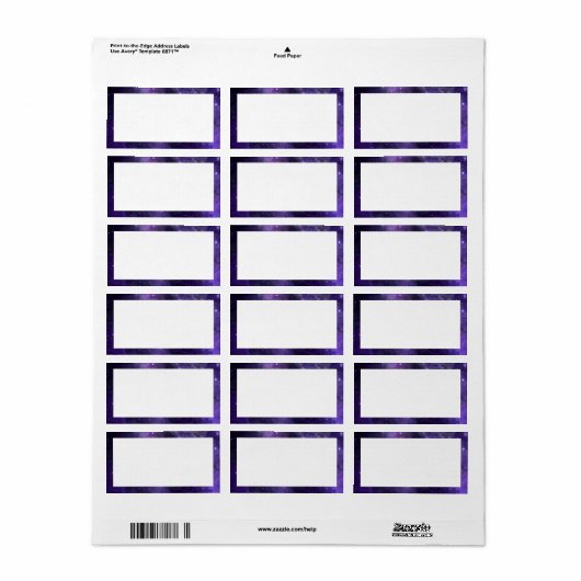 Étiquette Mariage violet Night Sky Starlight (Feuille entière)