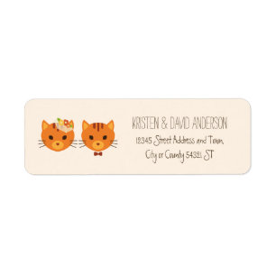 Étiquette Mariage Whimsical Forest Cats (Crème)