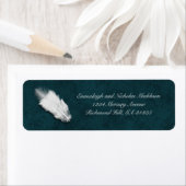 Étiquette Mariage White Feather Moody Turquoise Adresse de r (En situation)