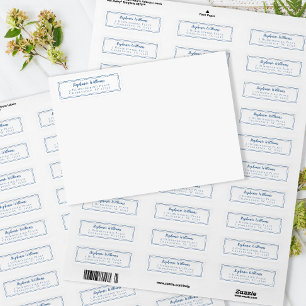 Étiquette Mariages Simples Adresse de Retour RSVP Bleu Blanc