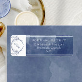 Étiquette Marine Aquarelle, Mariage Monogramme Adresse de re