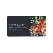 Étiquette Marine Black Poinsettia Bunch Christmas Pine Adres (Devant)