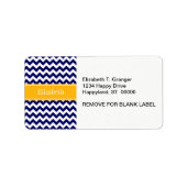 Étiquette Marine Blanc Chevron ZigZag Goldenrod Nom Monogram (Devant)