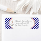 Étiquette Marine bleu, ancre de corail mariage nautique (En situation)