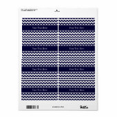 Étiquette Marine Bleu Blanc Chevron Nom de la marine Monogra (Feuille entière)