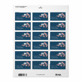 Étiquette Marine Bleu et rose cerisier Fleur Printemps Maria (Feuille entière)