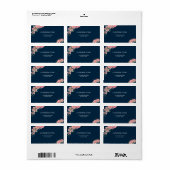 Étiquette Marine bleu rose peintres élégance mariage (Feuille entière)