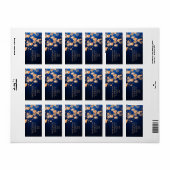 Étiquette Marine Bleu tendance Beaux Coeurs Boho Moderne Chi (Feuille entière)