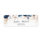 Étiquette Marine Blue and Dusty Rose Mariage Adresse de reto (Devant)