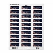 Étiquette Marine Blue et Rose Gold Floral Adresse (Feuille entière)