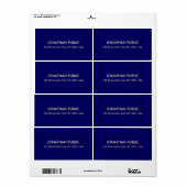 Étiquette Marine Blue Gold Look Police Modèle Adresse d'expé (Feuille entière)