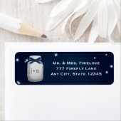 Étiquette Marine Blue Mason Jar avec lucioles Adresse de ret (En situation)