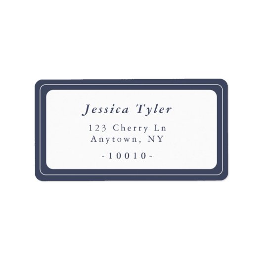 Étiquette Marine Blue Modern Italique Nom Adresse de retour  (Devant)