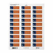 Étiquette Marine Blue Silver Orange Mariage Adresse de retou (Feuille entière)