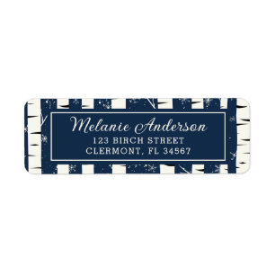 Étiquette Marine Blue Winter Birch Baby shower Adresse de re