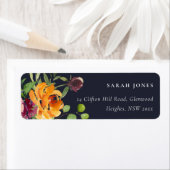 ÉTIQUETTE MARINE BLUSH JAUNE ORANGE FLORALE ADRESSE BUNCH (En situation)