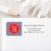 Étiquette Marine Chevron Zigzag Monogramme personnalisé (En situation)