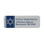 Étiquette Marine, Grey, Étoile blanche de David Bar Mitzvah (Devant)