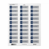 Étiquette Marine, Grey, Étoile blanche de David Bar Mitzvah (Feuille entière)