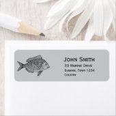 Étiquette Marine Poisson vintage marine (En situation)