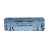 Étiquette Marine Snowy Winter Pine Tree Mariage d'aquarelle (Devant)