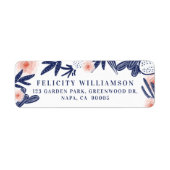 Étiquette Marine Tropicale Cactus Bleus & Fleurs Florales Ro (Devant)