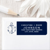 Étiquette Marine + White Nautical Sketch Ancre Couple | (En situation)