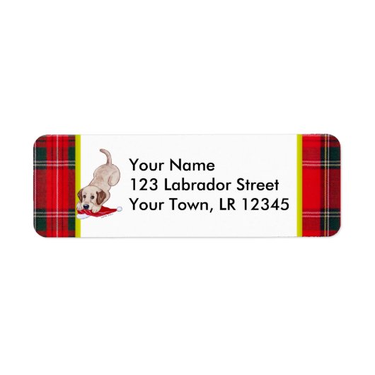 Étiquette Marionnette jaune du Labrador avec le chapeau de N (Devant)