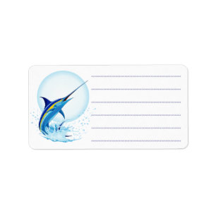Étiquette Marlin Bleu Jaillissant de l'Océan