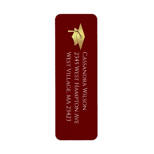 Étiquette Maroon and Gold Graduation Return Address (Devant)