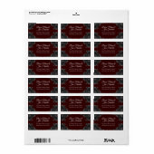 Étiquette Maroon Black Grey Rose Mariage gothique (Feuille entière)