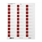 Étiquette Maroon & Blanc | Adresse de retour classique (Feuille entière)