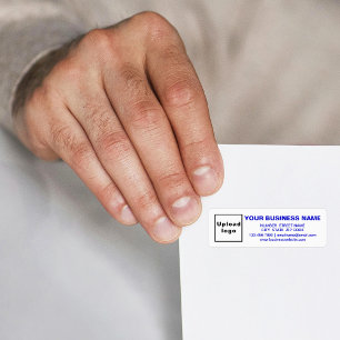 Étiquette Marque commerciale en texte bleu sur l'adresse de