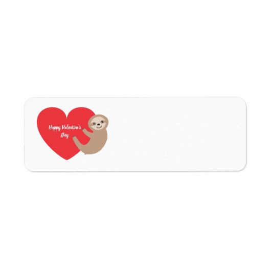 Étiquette Marque d'adresse de retour Valentine's Day Sloth (Devant)