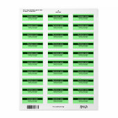 Étiquette Marque surlignée sur fond vert clair d'adresse de (Feuille entière)