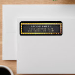 Étiquette Marquee Black & Gold<br><div class="desc">Étiquettes d'adresse de retour de marque en noir et or. Personnalisez-le avec vos détails.</div>