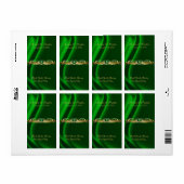 Étiquette Marquis Green Silk Gold Scroll Vin Mariage Étiquet (Feuille entière)
