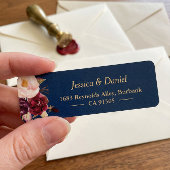 Étiquette Marsala Bourgogne rose bleu marine