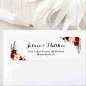 Étiquette Marsala Bourgogne Rustique Peony Floral (En situation)