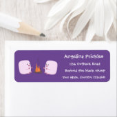 Étiquette Marshmallows mignons roses par dessin animé sur le (En situation)