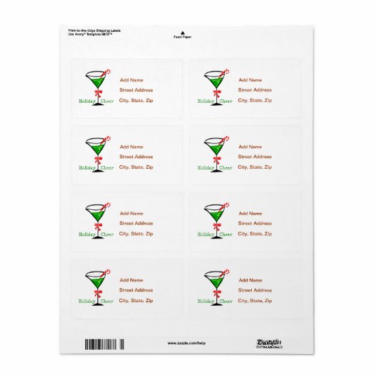 Étiquette Martini (Feuille entière)