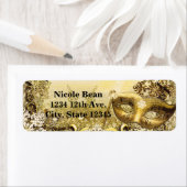 Étiquette Mascarade d'or Masque & Snowflakes d'hiver élégant (En situation)