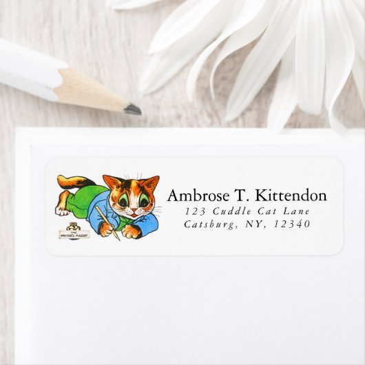 Étiquette Mascotte des rédacteurs de chats de 1930 (En situation)