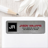 Étiquette Masculine Gris Texture métallique Accent noir (En situation)