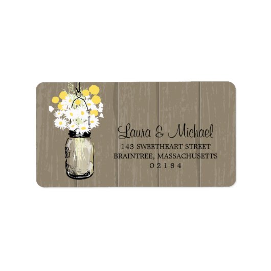 Étiquette Mason Jar Daisées sauvages & Billy Balls (Devant)