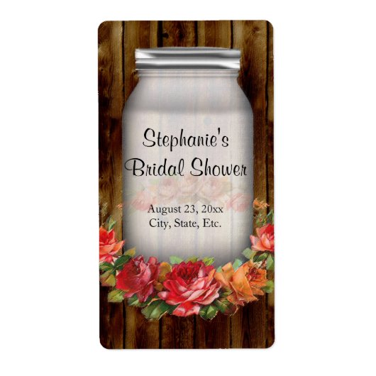 Étiquette Mason Jar Flower Fête des mariées de couronne (Devant)