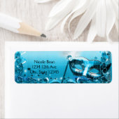 Étiquette Masque de Bal Élégant Blue Masquerade (En situation)