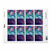 Étiquette MASQUE EN BLEU, étincelles d'or rose vert (Feuille entière)