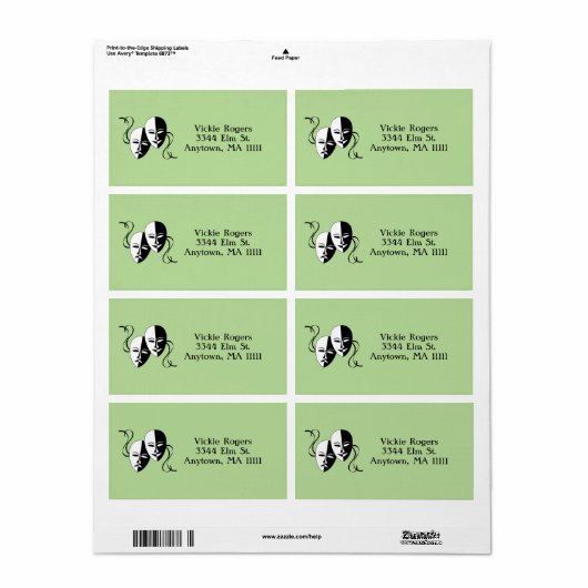 Étiquette Masques Thespian (Feuille entière)